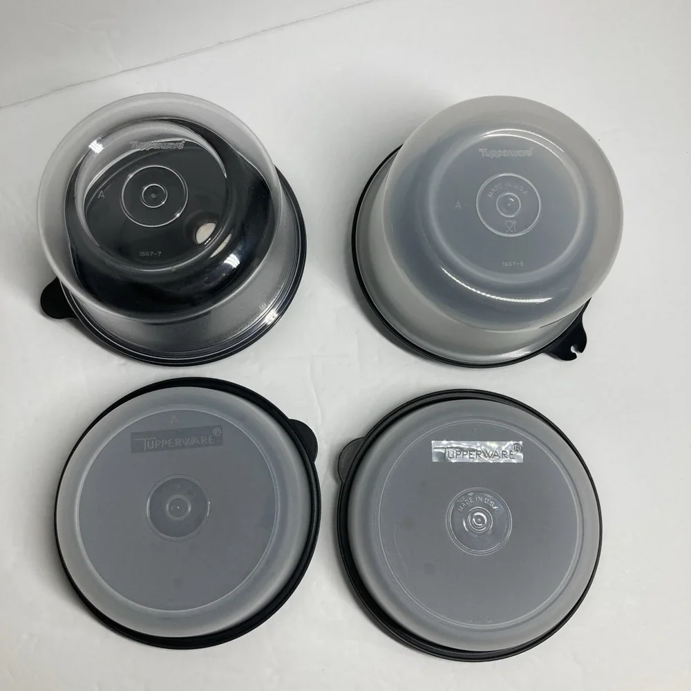 Tupperware Insulated Lunch Bag Zippered Small Cylinder Black & Beige 4 Container